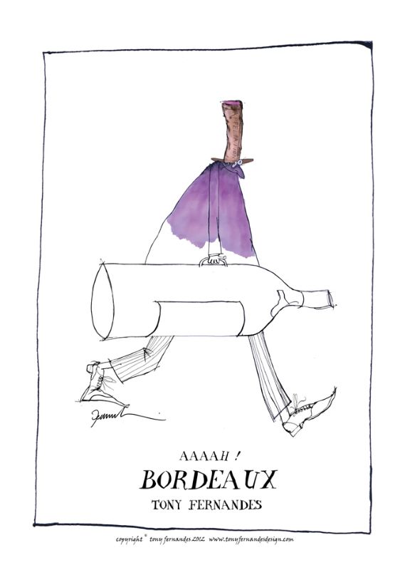 Aaaah! Bordeaux - fun bordeaux red wine print by Tony Fernandes